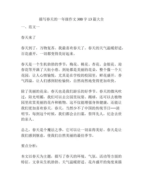 描写春天的一年级作文300字13篇大全