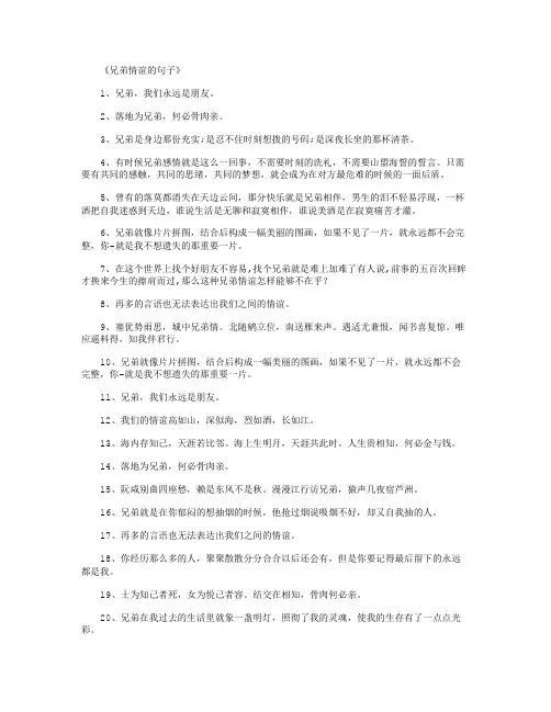 兄弟情谊的句子_经典语录