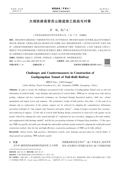 大瑞铁路高黎贡山隧道施工挑战与对策