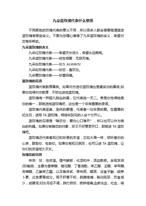 九朵蓝玫瑰代表什么意思