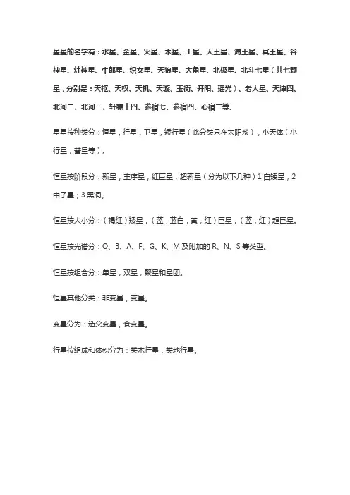 你还了解哪些星星