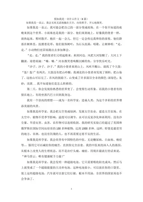 假如我是一名什么作文(6篇)