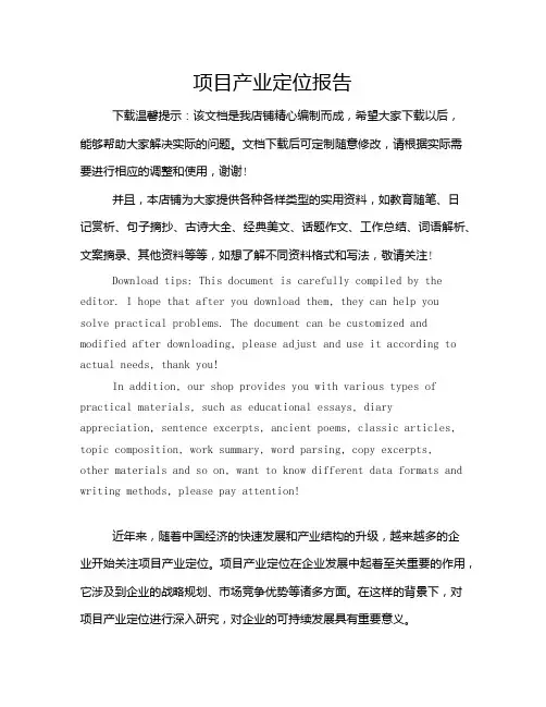 项目产业定位报告