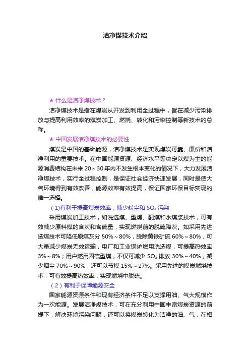 洁净煤技术介绍