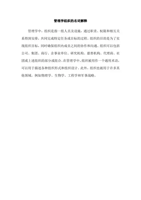 管理学组织的名词解释