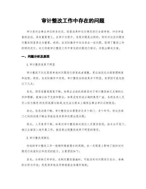 审计整改工作中存在的问题