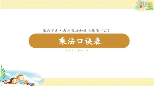 苏教版数学二年级上册 乘法口诀表
