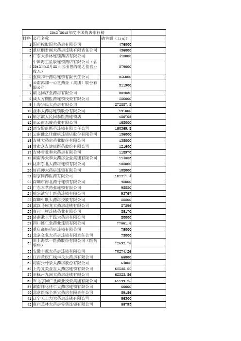 2012~2013年度中国药店百强榜