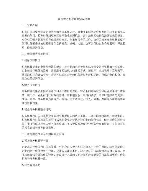 税务财务制度核算情况说明