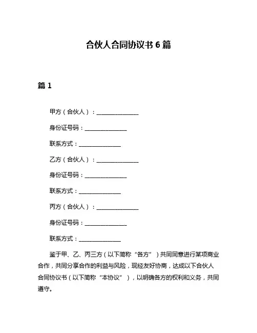 合伙人合同协议书6篇