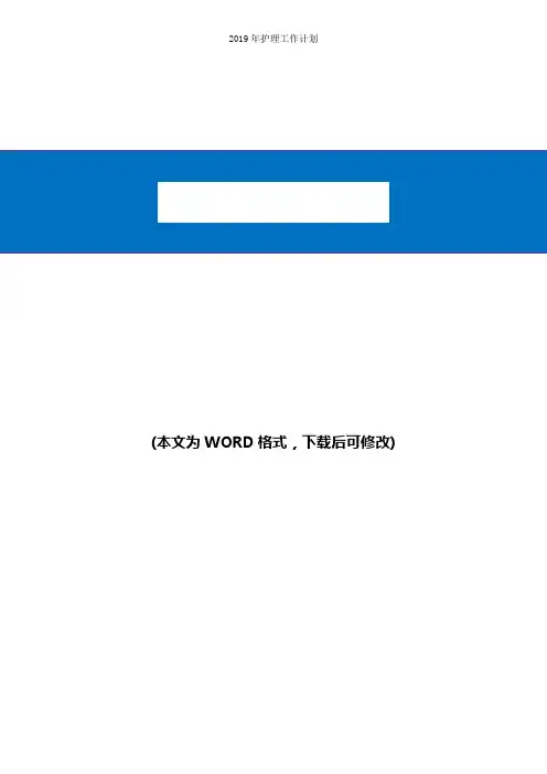 2019年护理工作计划