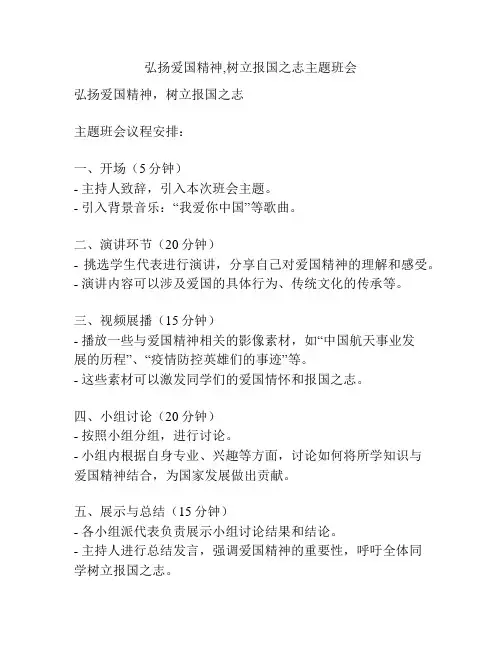 弘扬爱国精神,树立报国之志主题班会
