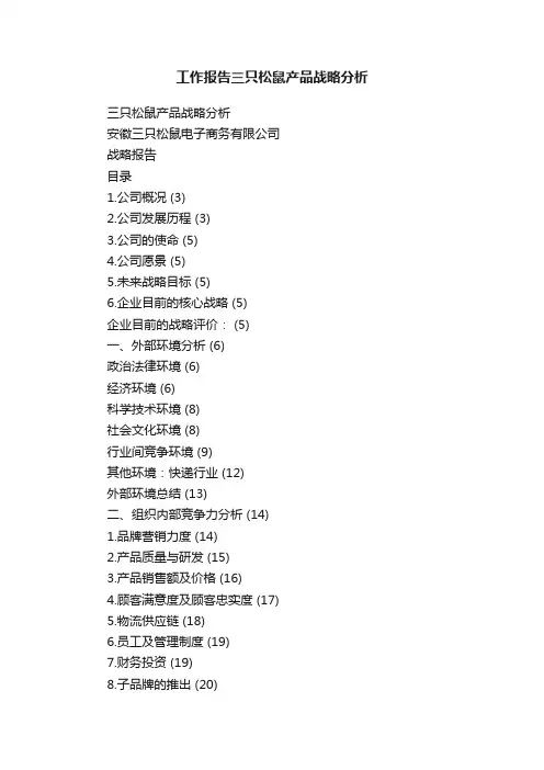 工作报告三只松鼠产品战略分析