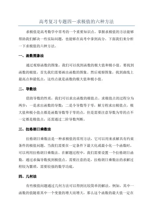 高考复习专题四—求极值的六种方法