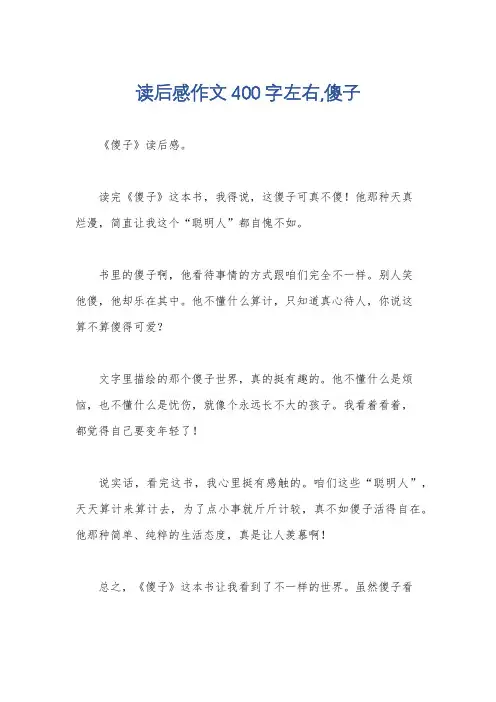 读后感作文400字左右,傻子