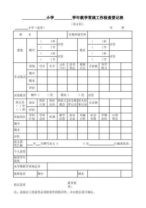 常规工作检查登记表