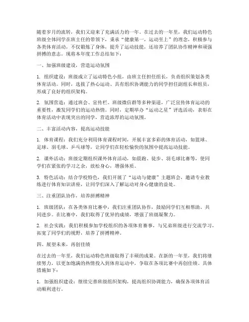 运动特色班级年度总结范文