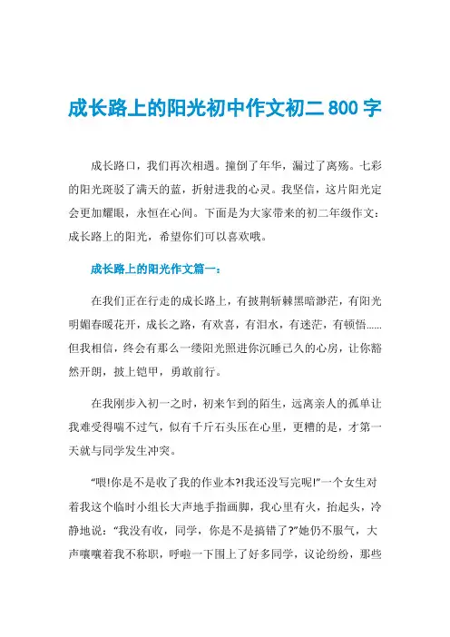 成长路上的阳光初中作文初二800字