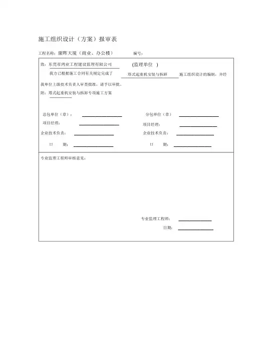 (完整版)分包单位施工方案报审表