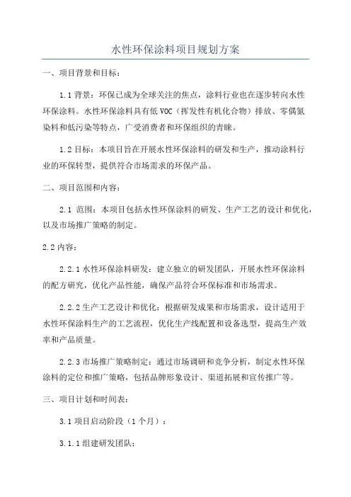 水性环保涂料项目规划方案