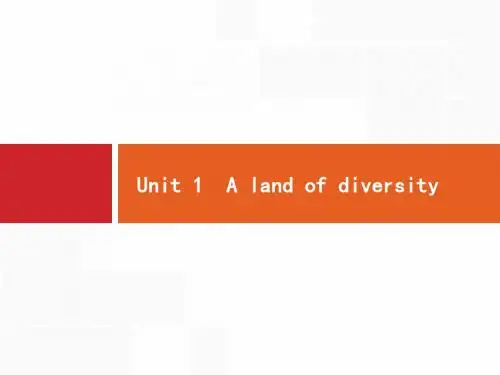 2020版高考英语(全国版)人教英语 选修8  Unit 1 A land of diversity