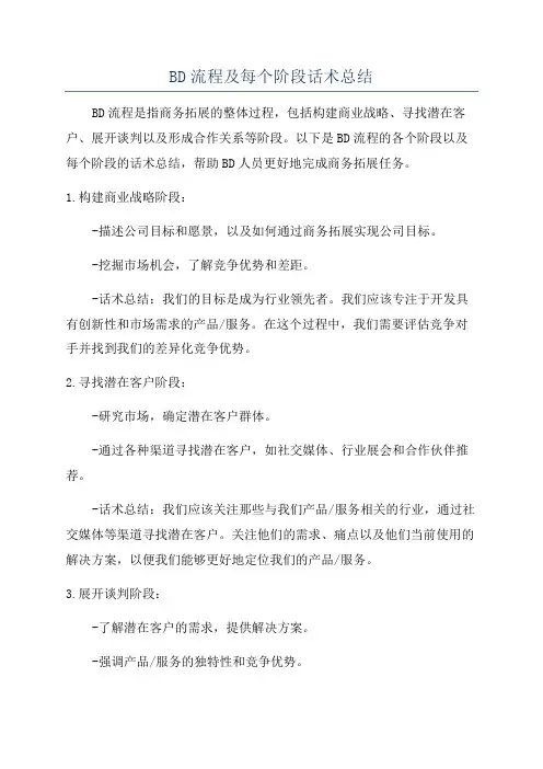 BD流程及每个阶段话术总结