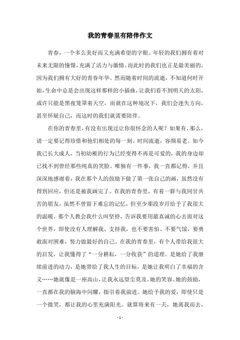 我的青春里有陪伴作文