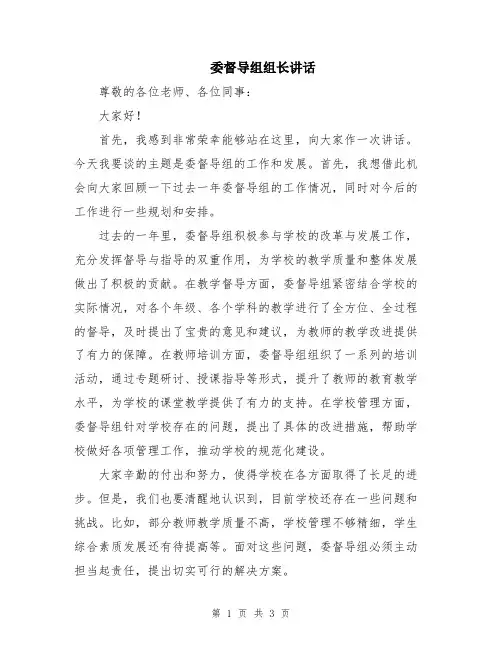 委督导组组长讲话