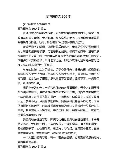 梦飞翔作文600字九篇
