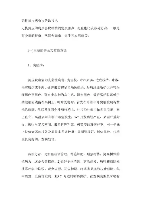 无核黄皮病虫害防治技术