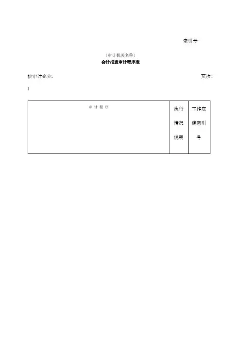 费用等会计报表审计程序表