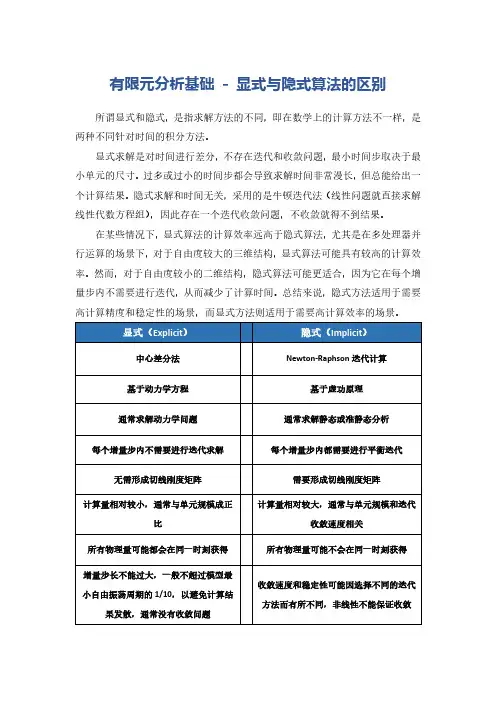 有限元分析基础-隐式与显式算法的区别