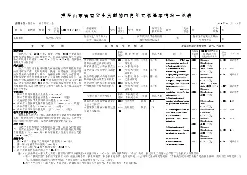 推荐专家基本情况一览表-渠凤丽-曲阜师范大学人事处