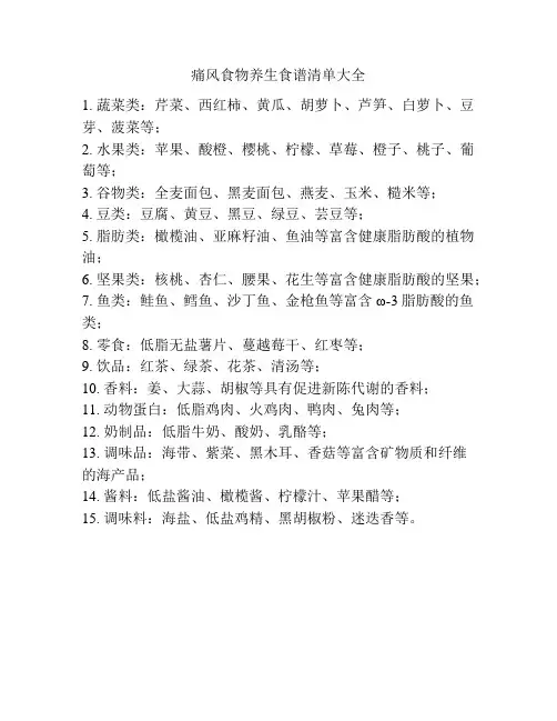 痛风食物养生食谱清单大全
