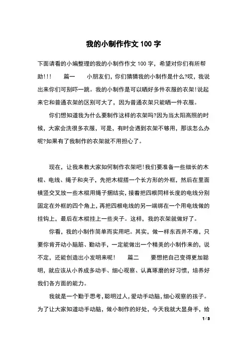 我的小制作作文100字