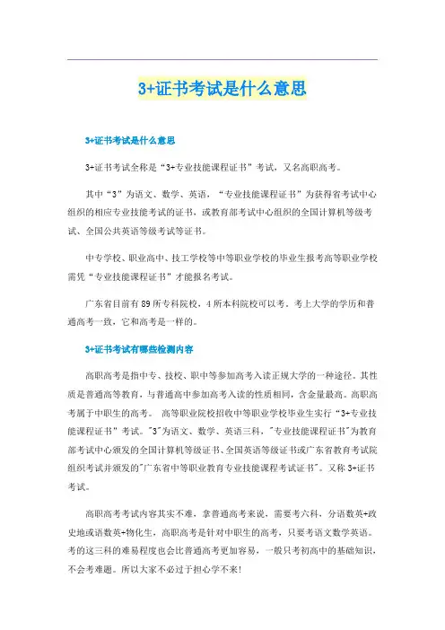 3+证书考试是什么意思