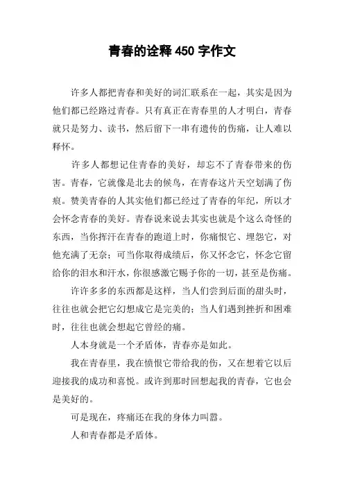 青春的诠释450字作文