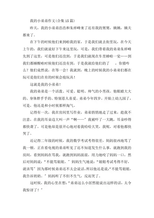 中小学我的小弟弟作文(合集15篇)