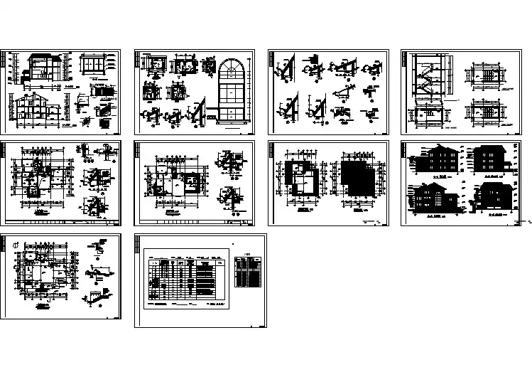 三层别墅全套建筑设计施工图纸