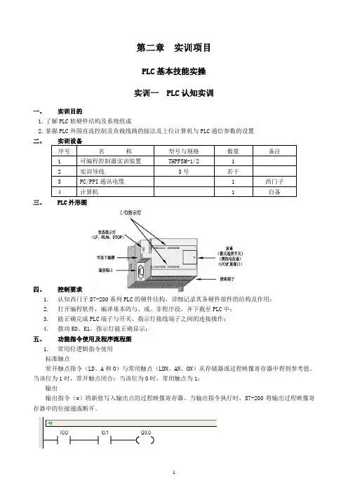PLC实验指导书THPFSM-1.2型