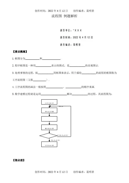 高中数学流程图 例题解析 试题