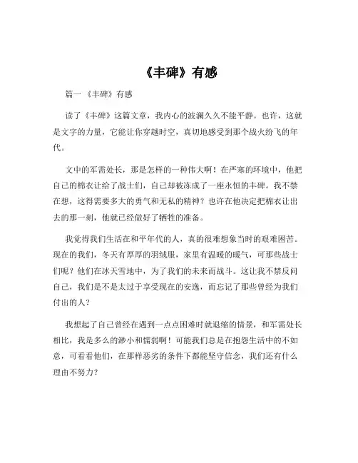 《丰碑》有感