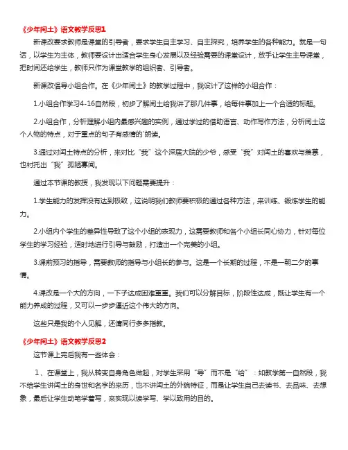 《少年闰土》语文教学反思精选15篇