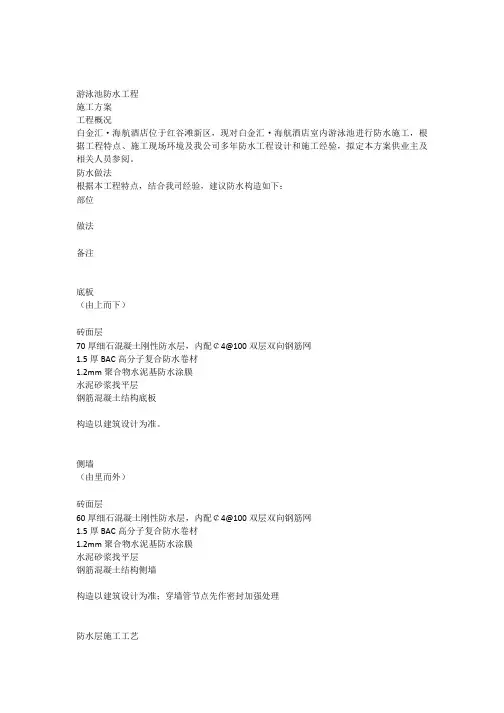 游泳池防水方案