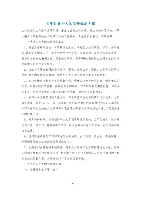 关于财务个人的工作规划5篇