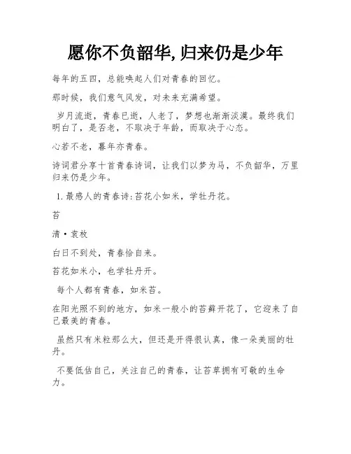 愿你不负韶华,归来仍是少年