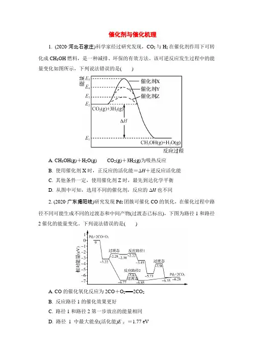 高考化学核心考点最新题型限时训练：催化剂与催化机理(附答案)
