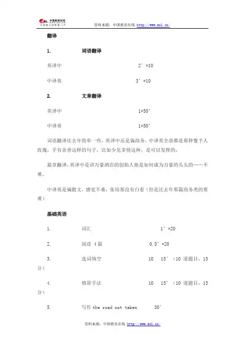 2014年考研上海对外经贸大学翻译硕士真题(回忆版)