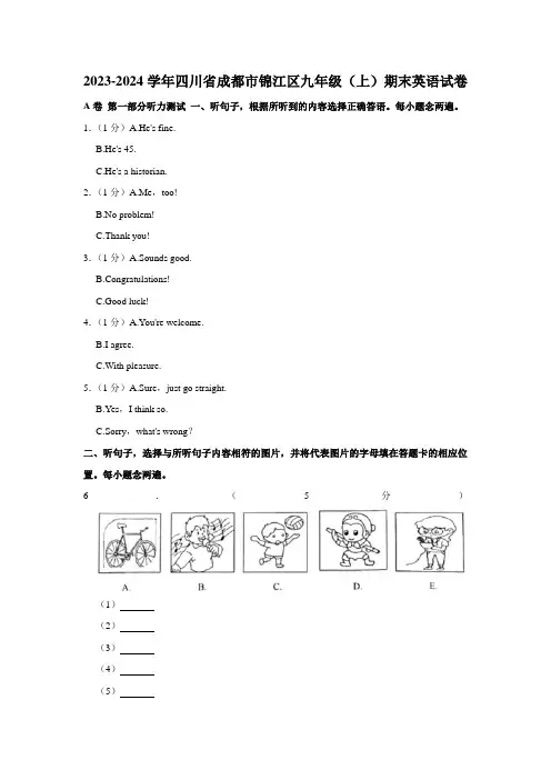2023-2024学年四川省成都市锦江区九年级(上)期末英语试卷