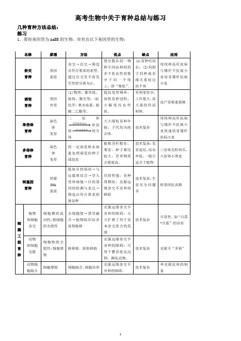 高考育种总结与练习